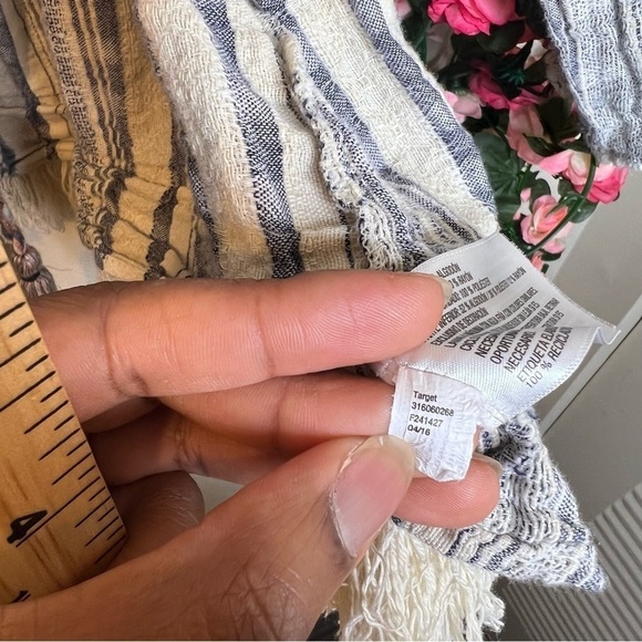 Knox Rose Boho Fringe 3/4 Sleeve Cardigan Size XL Blue Orange Eccentric Womens - Picture 8 of 9